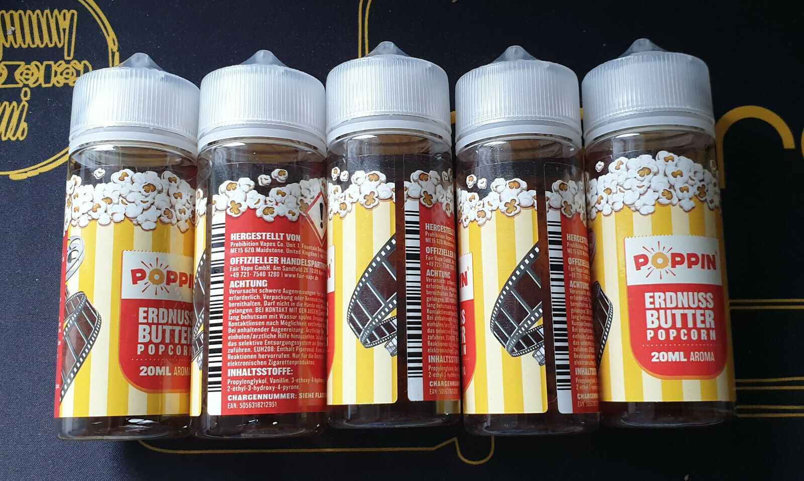 5 x Poppin Erdnussbutter Popcorn Aroma 20ml Longfill - SPARPAKET