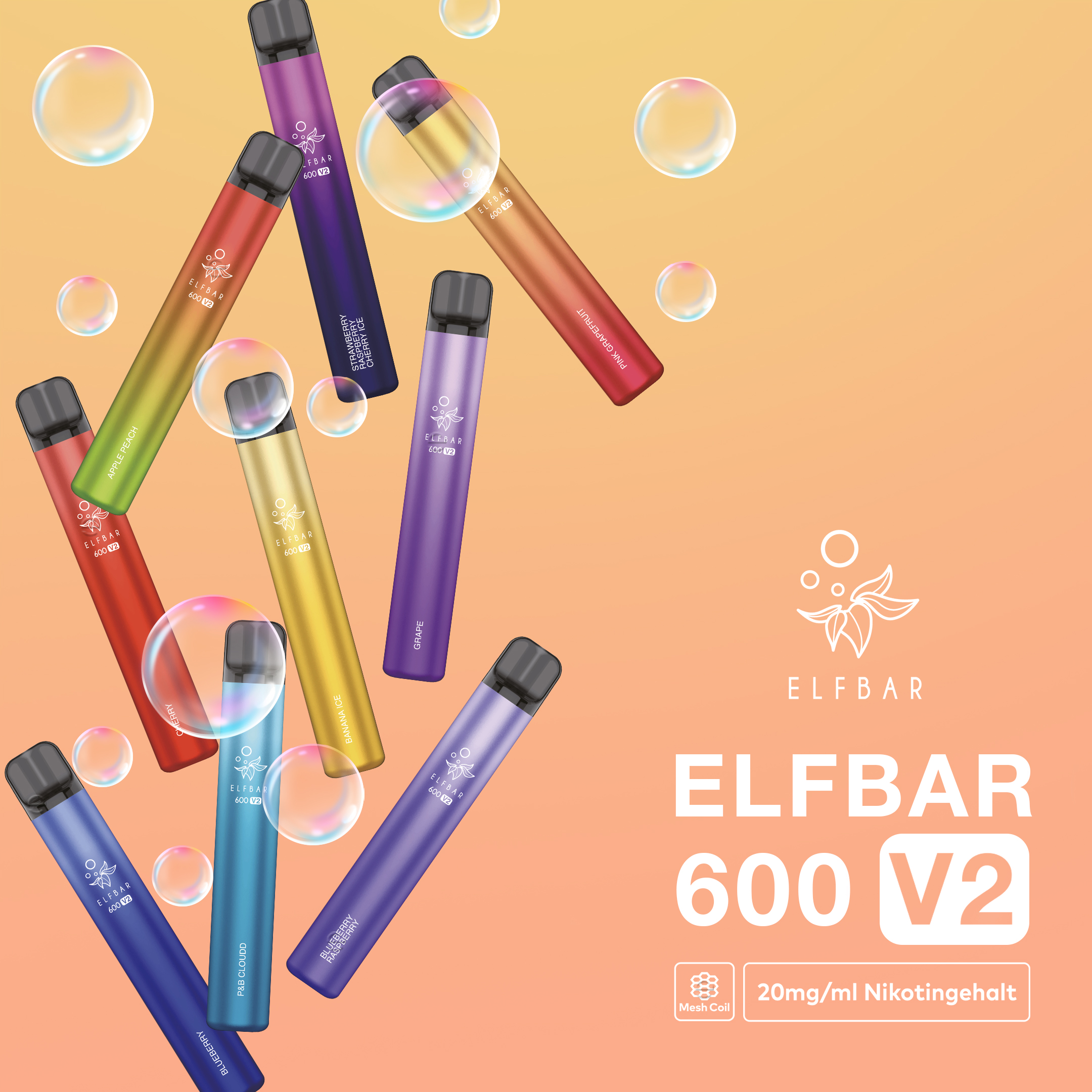 ELFBAR 600  P&B Cloudd Einweg E Zigarette Disposable V2 20mg/ml