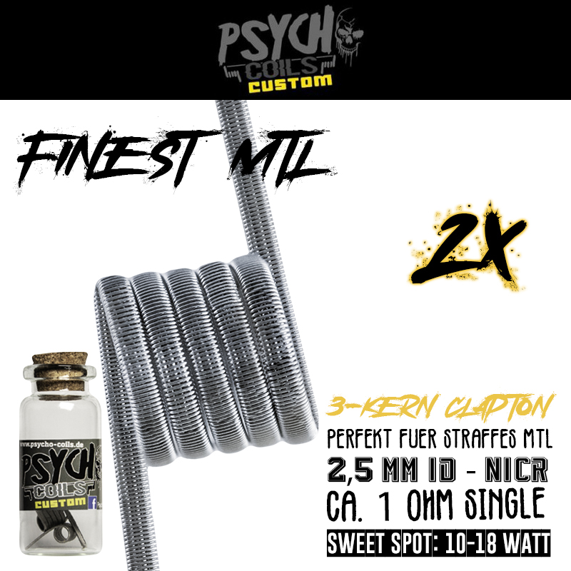 Psycho's Finest Handmade V2 MTL Coil Fine Fused Clapton 1.0 Ohm