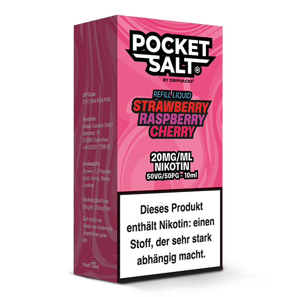 Pocket Salt Strawberry Raspberry Cherry Nikotinsalz Liquid 20mg/ml by Drip Hacks