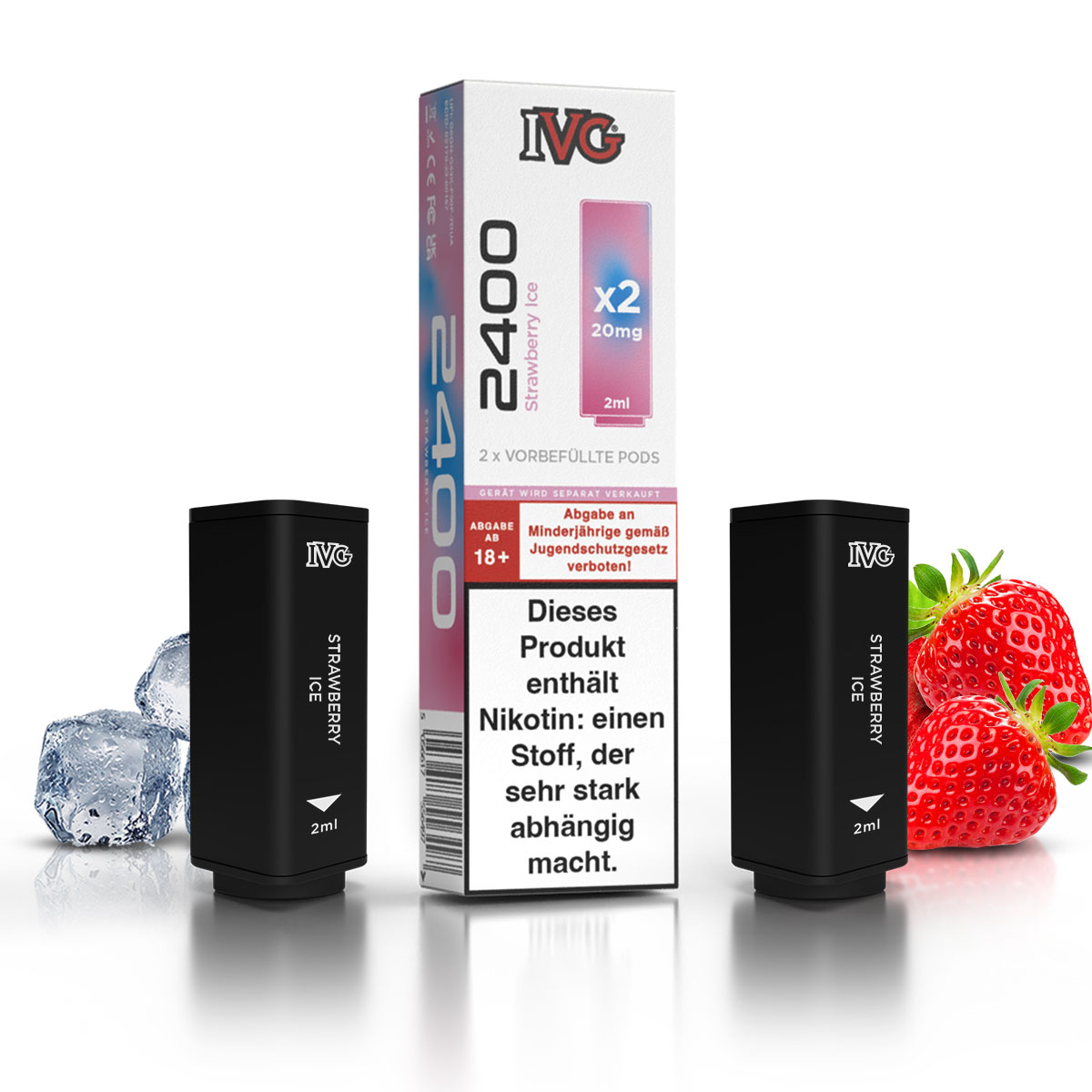 IVG 2400 Pods Strawberry Ice 20mg/ml 2 Stück