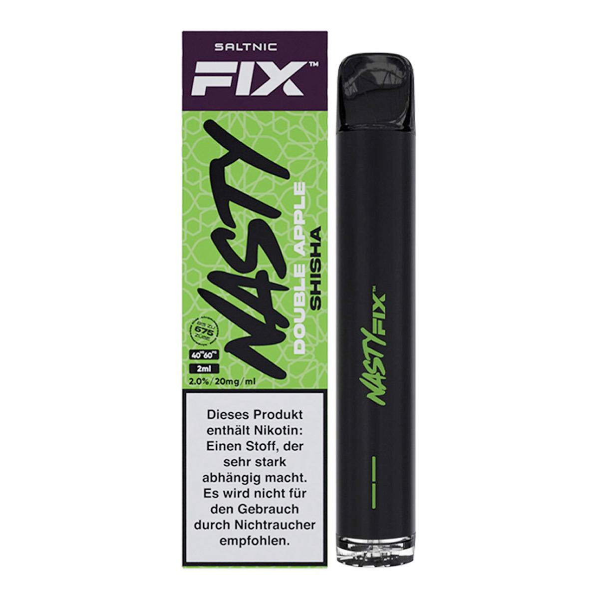 NASTY FIX - Einweg E Zigarette - Vape Pen 20mg/ml bis zu 675 Züge - DOUBLE APPLE