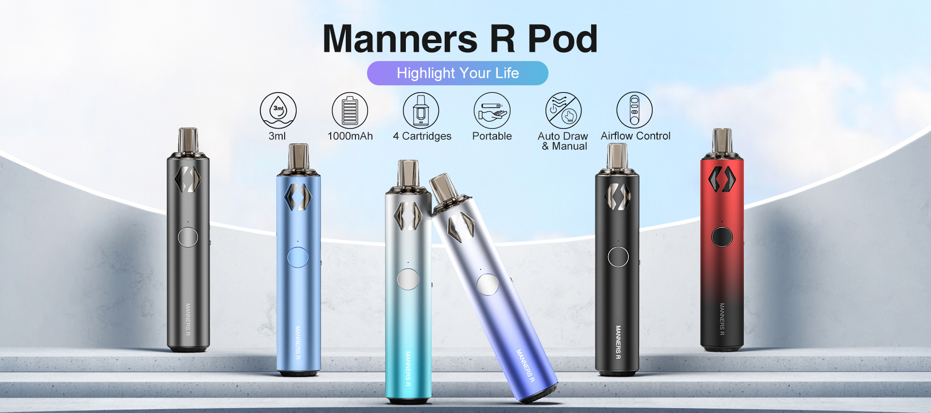 VAPEFLY Manners R Pod E-Zigaretten Set - Blau-Silber