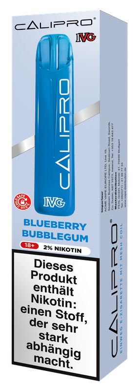 IVG Calipro Blueberry Bubblegum Einweg E Zigarette 20mg/ml