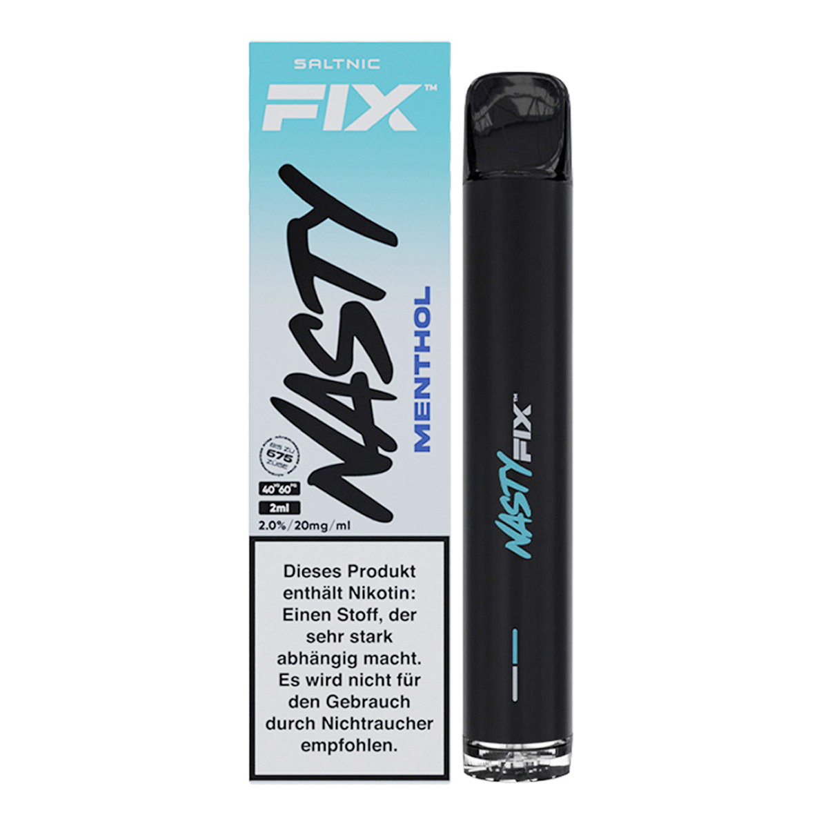 NASTY FIX - Einweg E Zigarette - Vape Pen 20mg/ml bis zu 675 Züge - MENTHOL