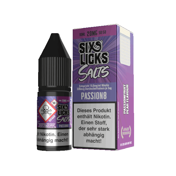 Six Licks Nikotinsalz Liquid 20mg/ml PASSION 8