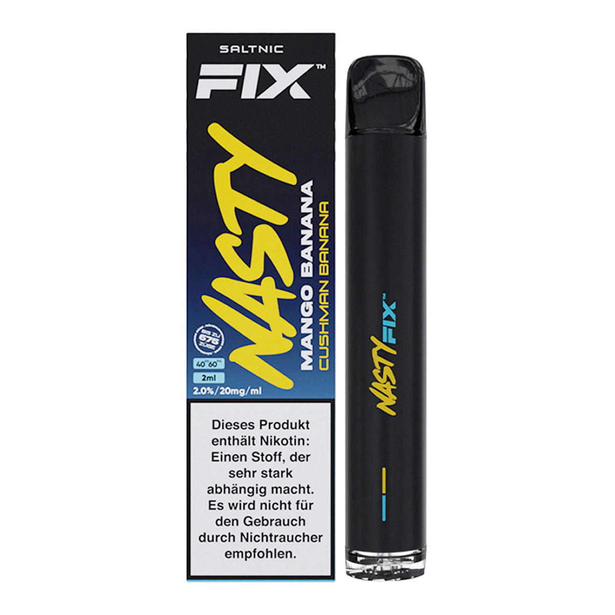 NASTY FIX - Einweg E Zigarette - Vape Pen 20mg/ml bis zu 675 Züge - CUSH MAN MANGO BANANA
