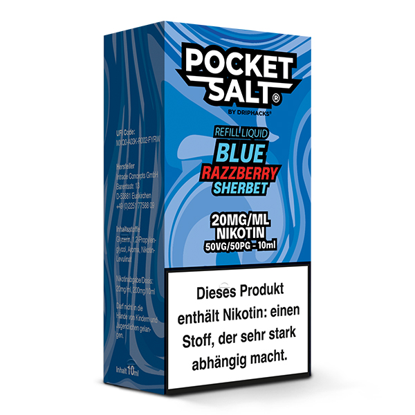 Pocket Salt Blue Razzberry Sherbet Nikotinsalz Liquid 20mg/ml by Drip Hacks