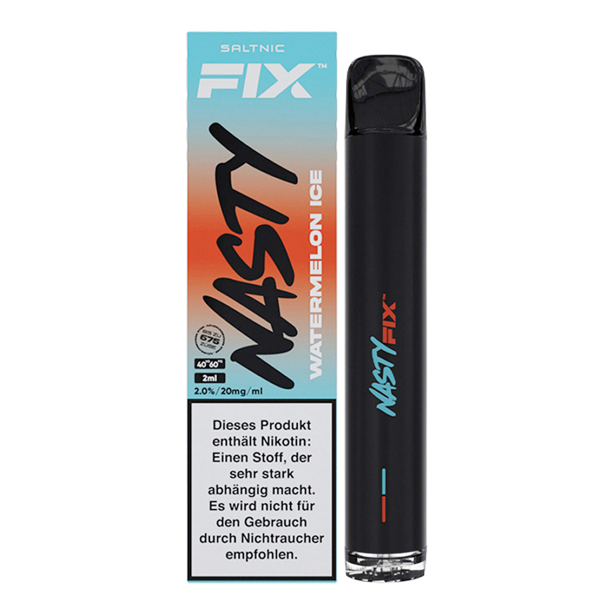 NASTY FIX - Einweg E Zigarette - Vape Pen 20mg/ml bis zu 675 Züge - WATERMELON ICE