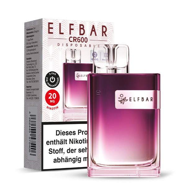 ELFBAR Crystal CR600 Strawberry Raspberry Cherry Einweg E Zigarette 20mg/ml