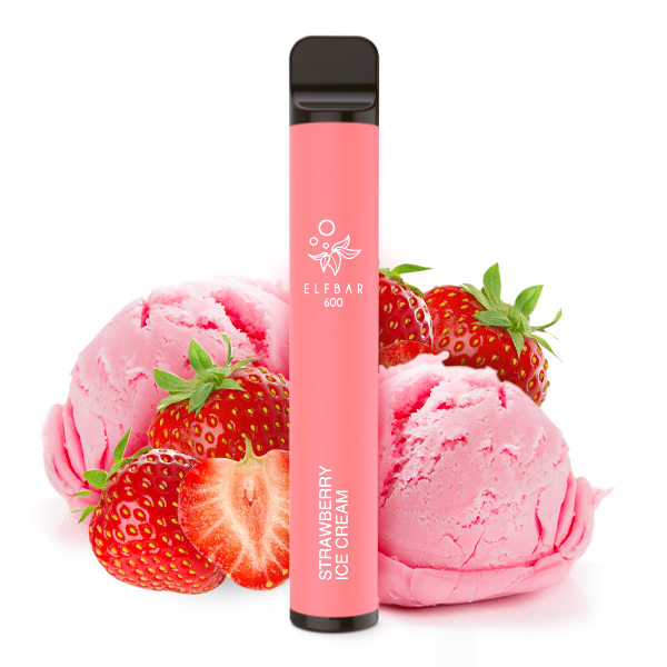 ELFBAR 600 Einweg E-Zigarette Vape Pen ohne Nikotin Strawberry Ice Cream