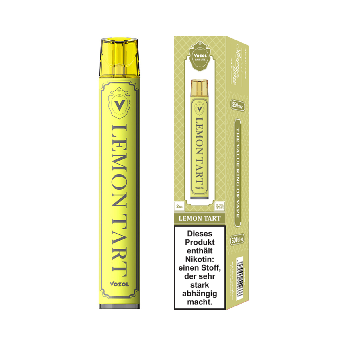 VOZOL Bar Lite Einweg E-Zigarette 20mg/ml bis 600 Züge  - Lemon Tart