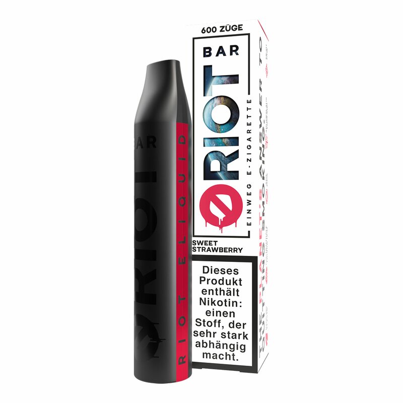RIOT BAR - Einweg E Zigarette - Disposable - SWEET STRAWBERRY 0mg - ohne Nikotin