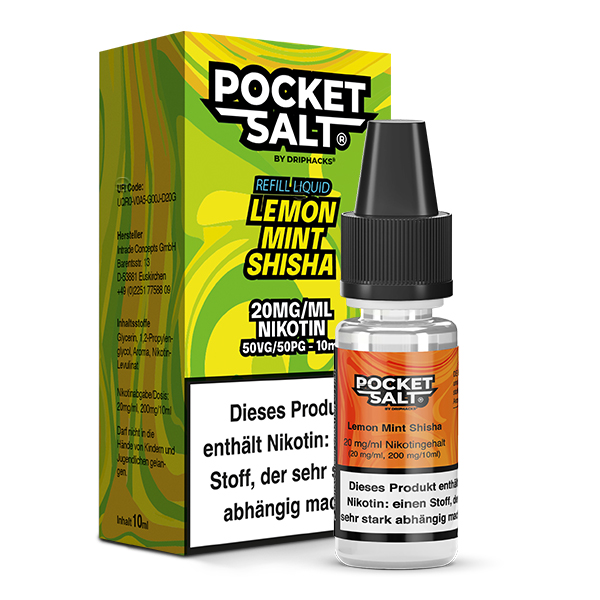 Pocket Salt Lemon Mint Shisha Nikotinsalz Liquid 20mg/ml by Drip Hacks