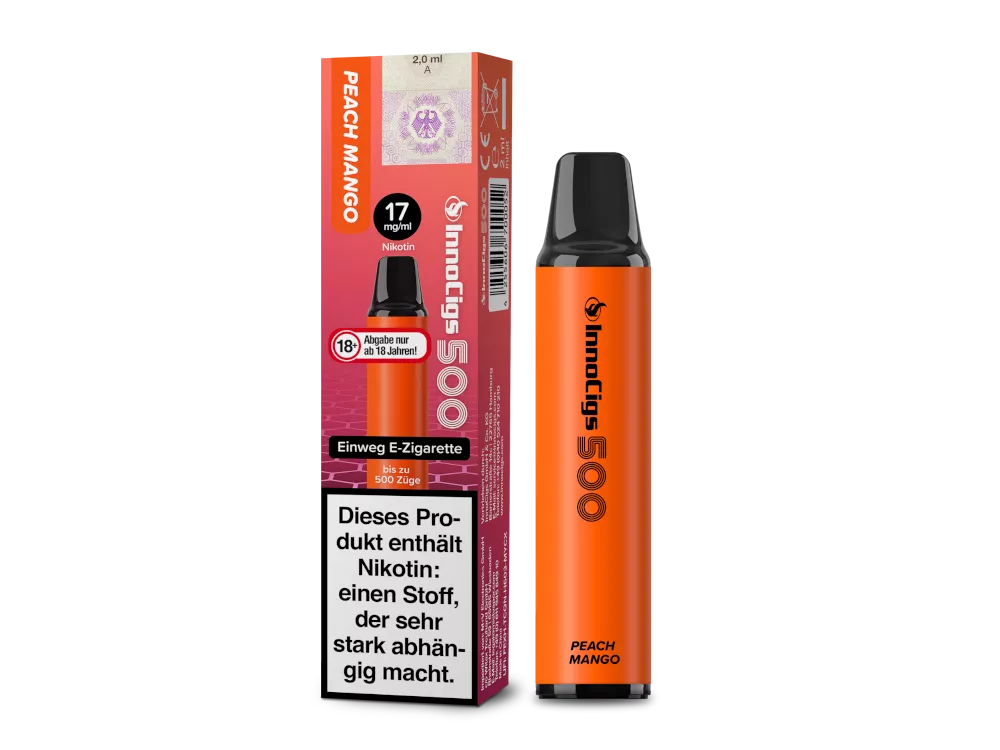 PEACH MANGO - Innocigs 500 Einweg E-Zigarette Disposable bis 500 Züge 17mg/ml NicSalt