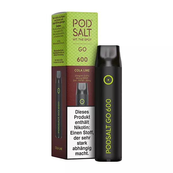 POD SALT GO 600 - Einweg E Zigarette - Vape Pen 20mg/ml COLA LIME