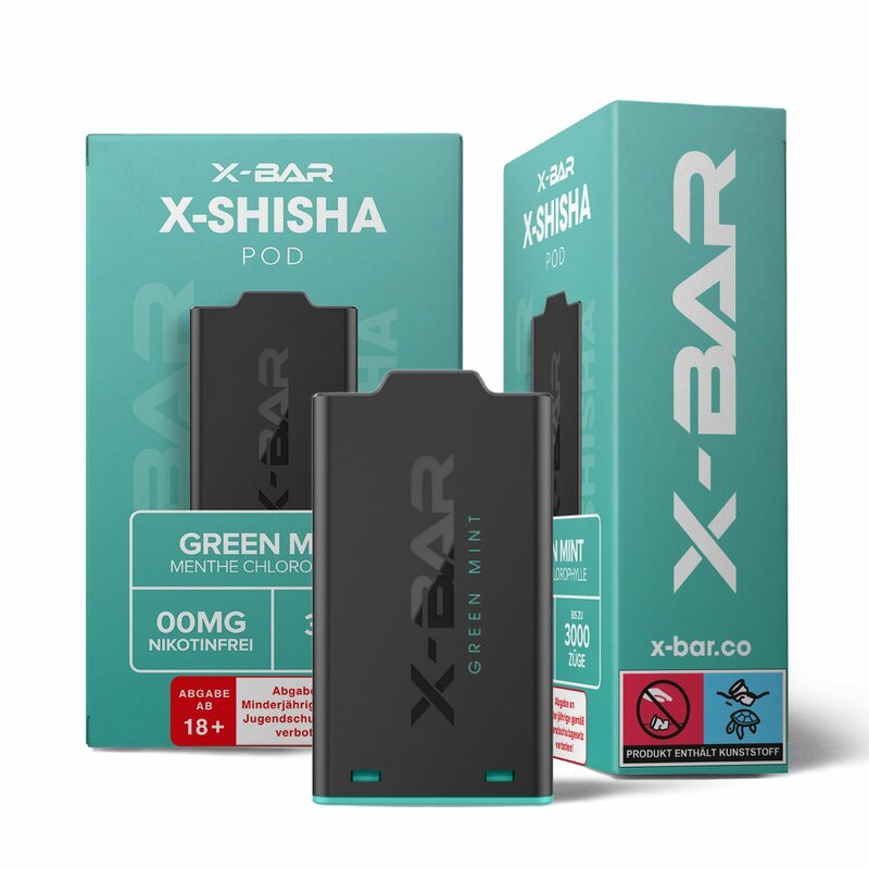 X-Shisha Pod Green Mint Nikotinfrei by X-BAR