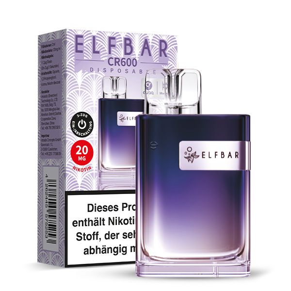 ELFBAR Crystal CR600 Grape Einweg E Zigarette 20mg/ml