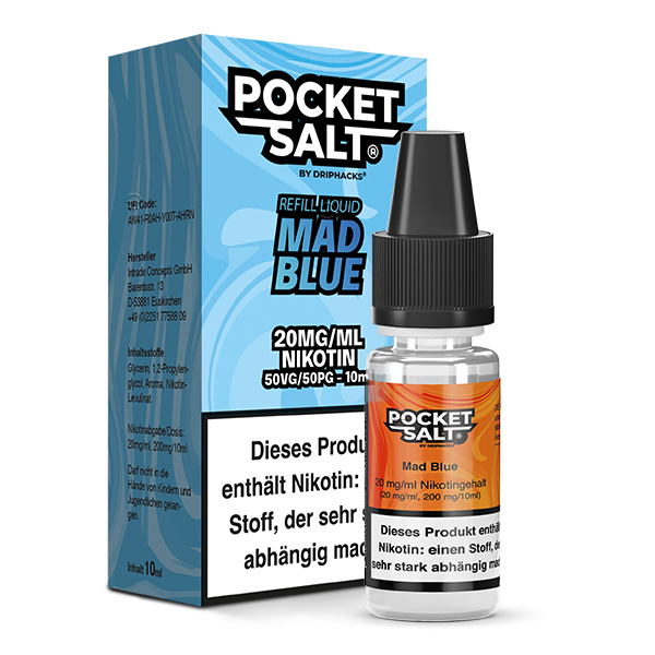 Pocket Salt Mad Blue Nikotinsalz Liquid 20mg/ml by Drip Hacks